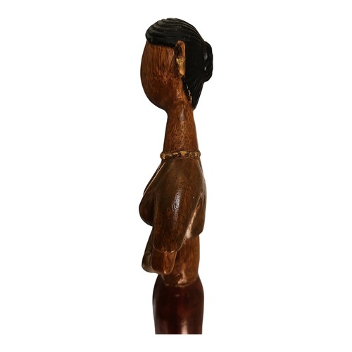 Wooden Carved Tall Tribal Woman Sculpture Dress Jewelry 2.75 Inch Base - Picture 6 of 20