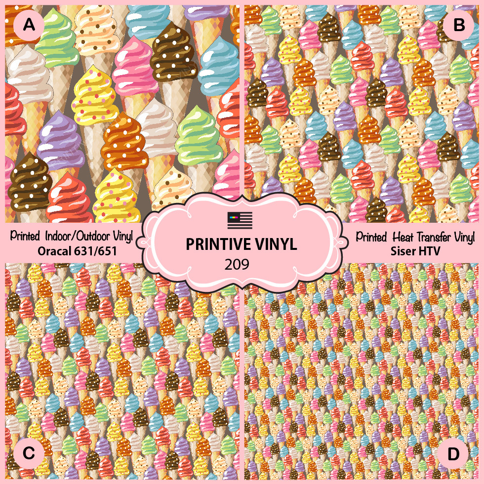 Colorful Ice Cream Pattern HTV - Oracal 209 Iron-On Vinyl
