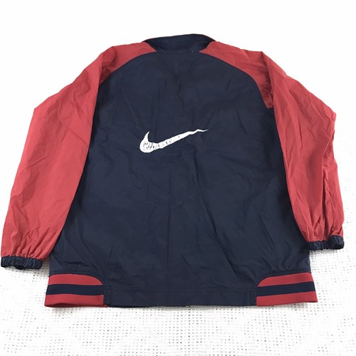 Nike Jacket XL Youth 18 to 20 Navy Blue Red Windbreaker Distressed Swoosh Vtg - Picture 6 of 7