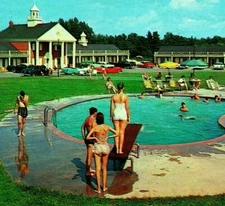 Poolside Diving Board White House Motor Lodge Richmond VA Chrome Postcard T18