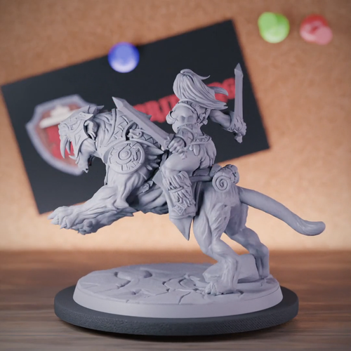 Female Barbarian Rider Miniature Dungeons and Dragons Mini DnD 5e TTRPG - Video 1 of 1
