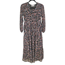 Ameenas Wear Free Size maxi dress black floral Boho Cottagecore prairie M/L/XL