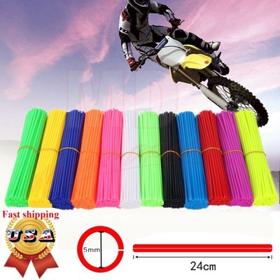 72X Wheel Spoke Wrap Skin Coat Trim Cover Pipe Kit For Dirt Bike Motorcross 24cm