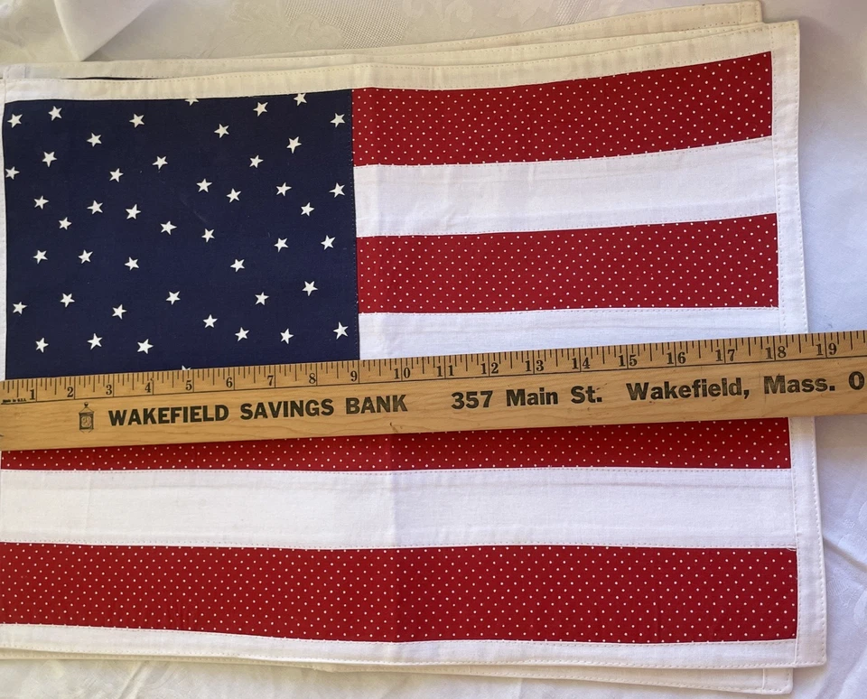 Set of 4 Cloth USA Flag Placemats READ - Image 2 of 4