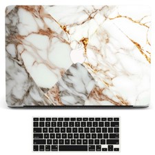 Golden White Amber Marble Shell For Macbook M5 Air 13 15 Pro 14 16 11 12 inch