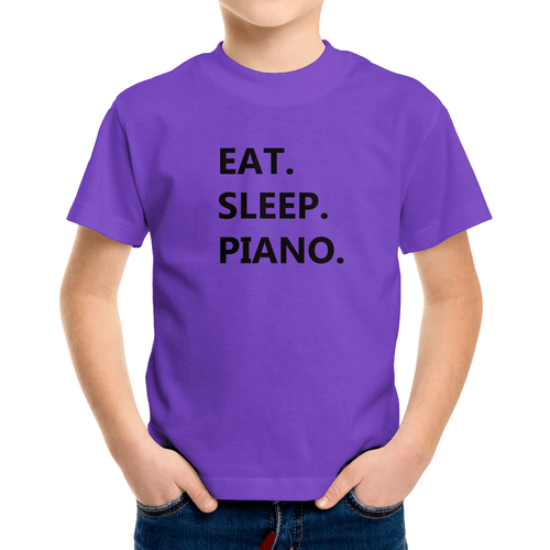Piano Toddler Kids Youth Boy Girls T-Shirt Graphic Shirts Gift Pianist Eat Sleep - Picture 6 of 25