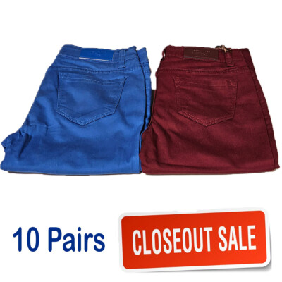 Wholesale Closeout Bulk Lot of 10 Pairs Junior Colored Stretch