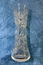 American Brilliant Pinwheel Beading Cut  Glass Corset Vase 12”