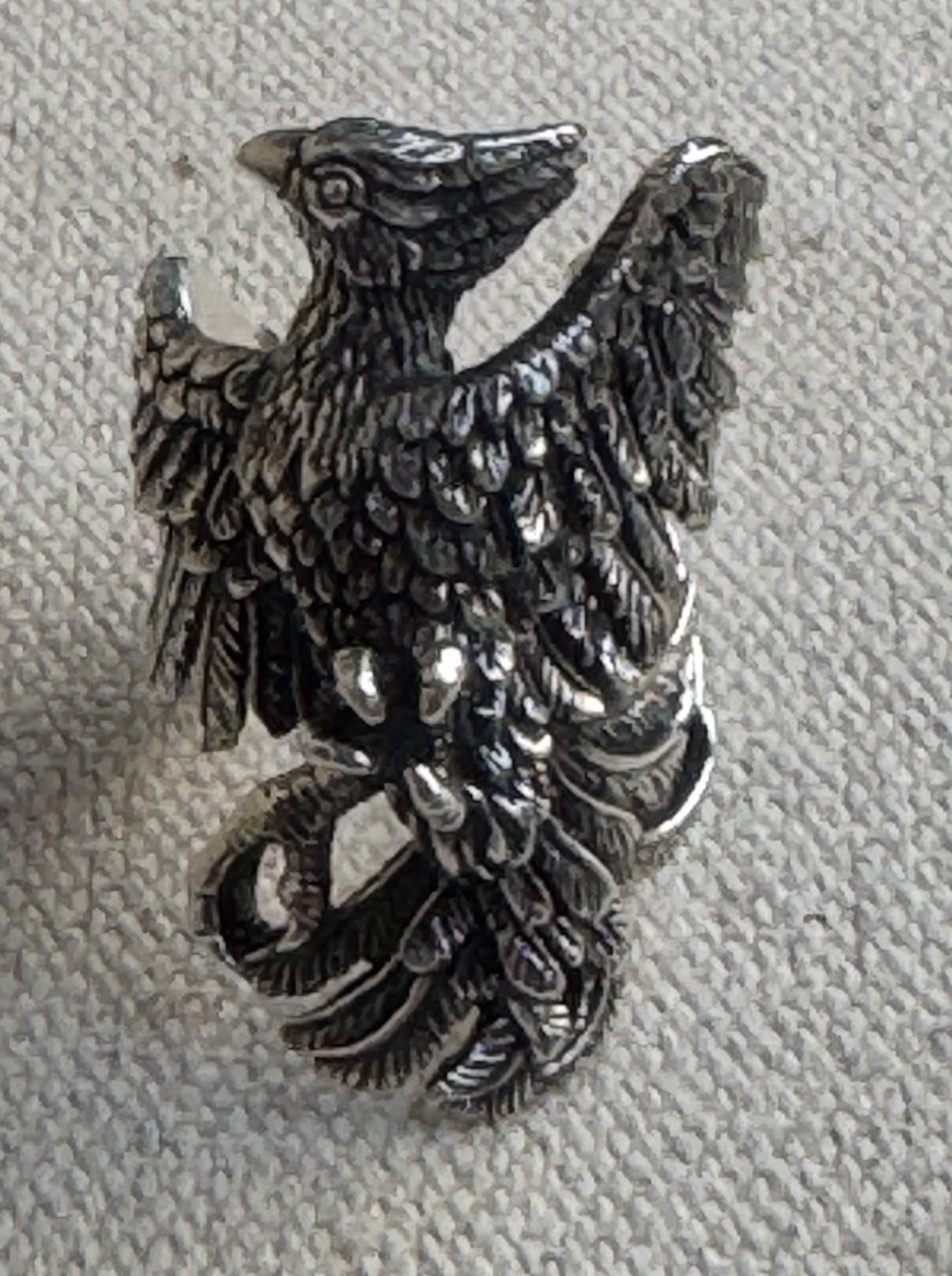 Sterling Silver 925 Eagle Phoenix Eagle Brutalist… - image 14