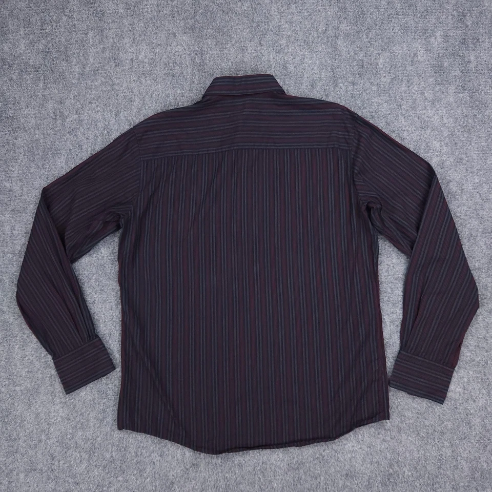 Zegna Dress Shirt Mens XL Black Red Striped Long Sleeve Button Up Cotton - Image 2 of 4