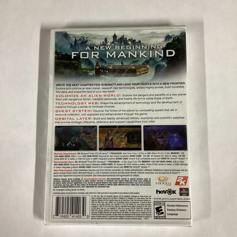 Sid Meier's Civilization Beyond Earth PC DVD-ROM New Sealed - Image 2 of 2