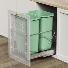 Under Cabinet Dual Pull-Out Trash Can with Soft-Close Slides - No Bin Included