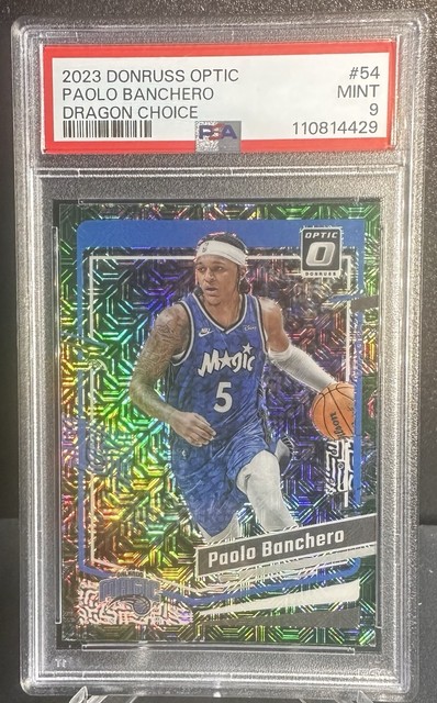 ⭐️SP DRAGON CHOICE Prizm⭐️2023-24 Optic Paolo Banchero #54 PSA 9 📈+FREE PACK