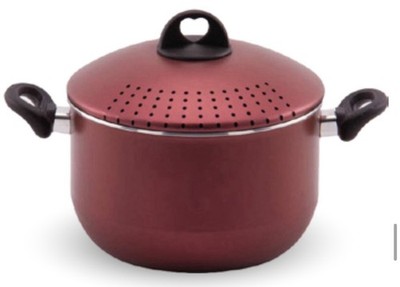 Nouval Non-Stick Aluminum Red Stockpot with Lid & Insulated Handle