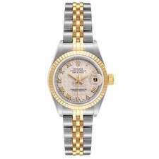 Rolex 26mm Datejust Two Tone 18K Gold / Steel Watch w/Ivory Pyramid Dial 69173 