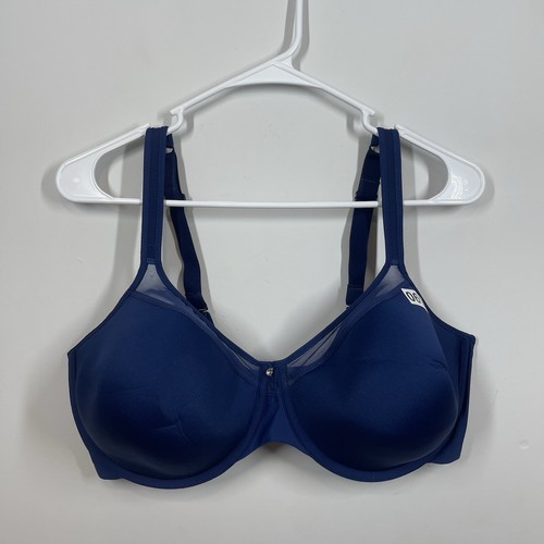 Bali Bra Womens 42DD Navy Blue Lace 'n Smooth Underwire Convertible