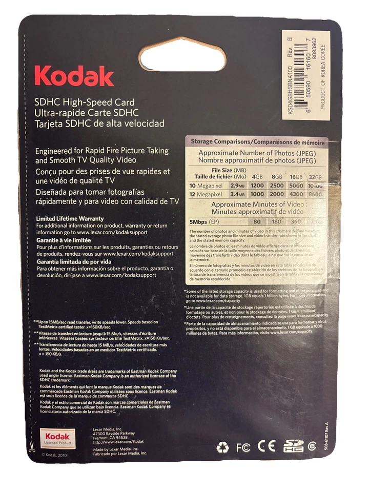 Kodak Ashcroft High Speed Card 4gb - Image 2 of 2