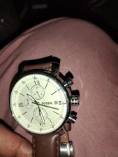 Fossil Mens Watch BQ2141SET White Dial Analog  New Battery