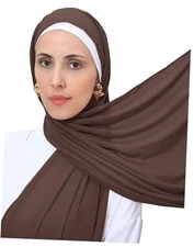 Heavy Not Easily See Through Long Chiffon Hijab Scarf for Women, Chocolate