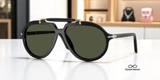 PERSOL PO0202S 95 31 Black Green 57 mm Unisex Sunglasses