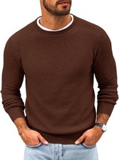 Mens Thermal Knitted Crewneck Sweater Casual Textured Pullover Winter Warm Top