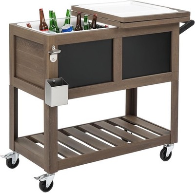 Patio Cooler，80 QT Rolling Patio Cooler w/Bottle Opener and Shelf，Standing Ice