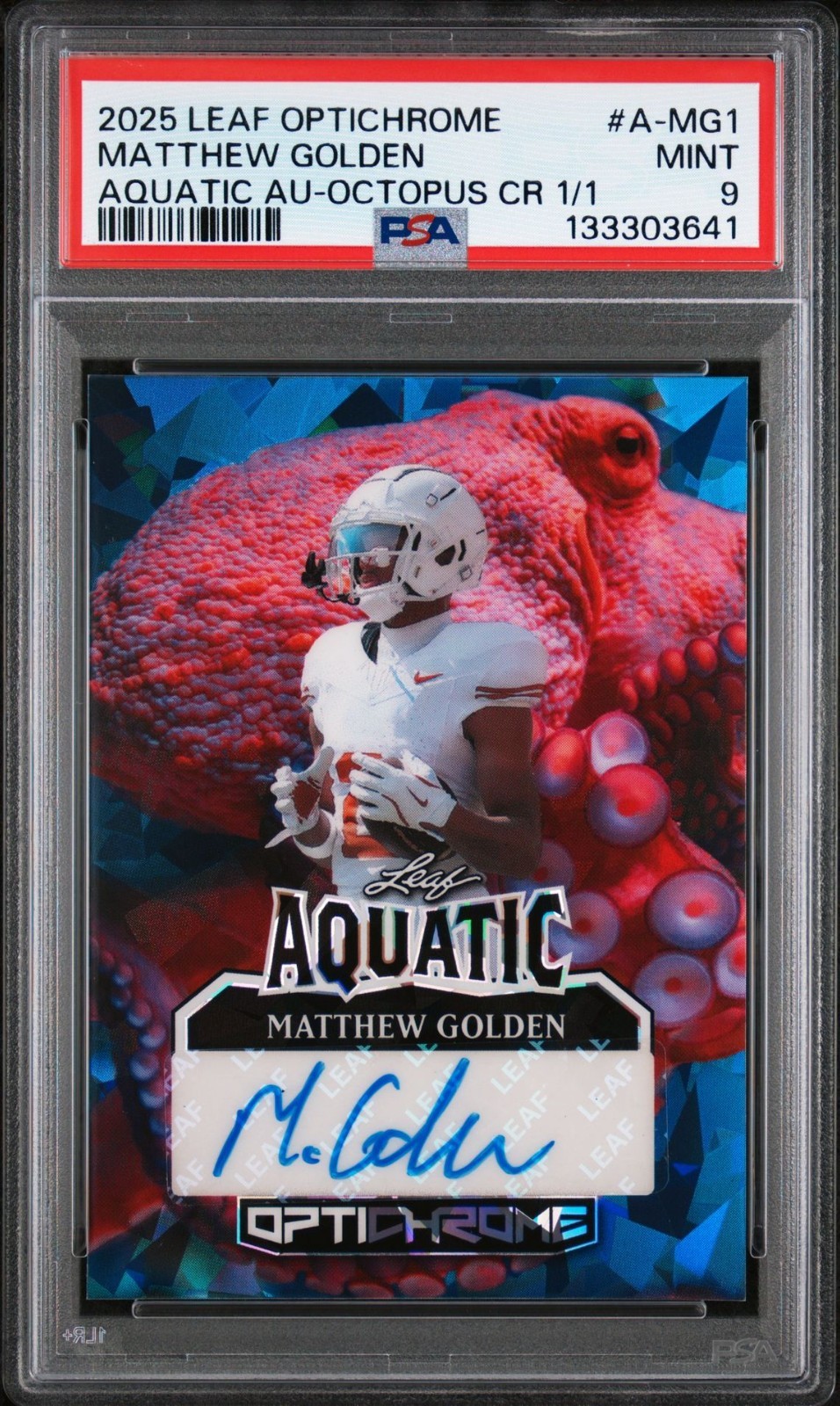 Matthew Golden Leaf Optichrome Aquatic Autographs #AMG1 Octopus-Crystal 1/1