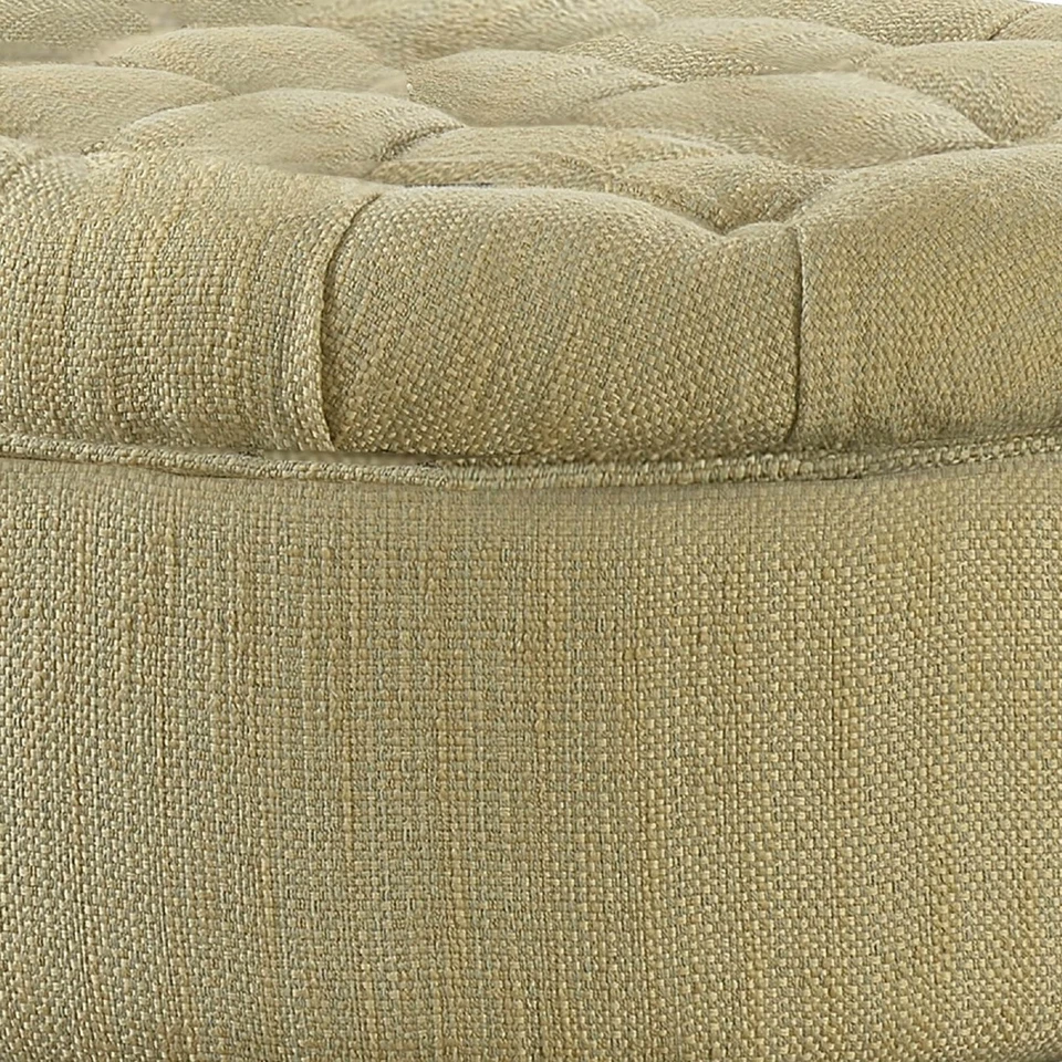 Fabric Upholstered Wooden Ottoman with Tufted Lift Off Lid Beige Medium - Image 3 of 4