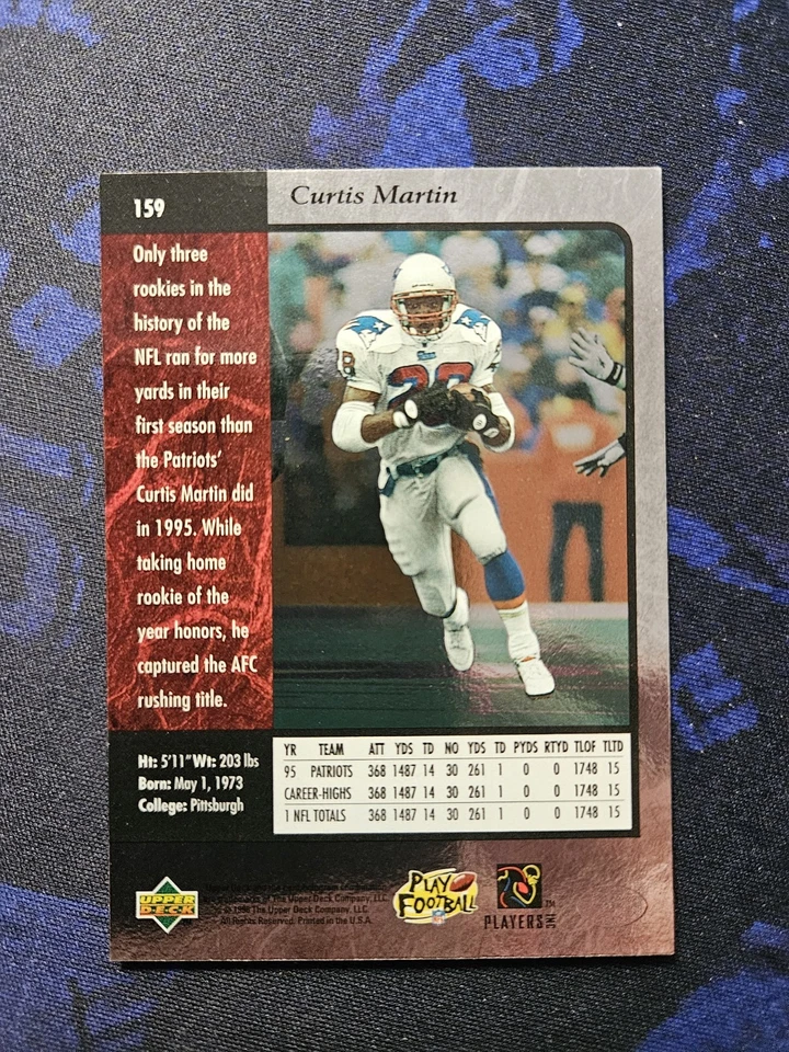 1996 SP - Curtis Martin #159 New England Patriots - Image 2 of 2