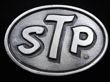RG13168 VINTAGE 1970s **STP** MOTOR OIL COMPANY ADVERTISEMENT BERGAMOT BUCKLE