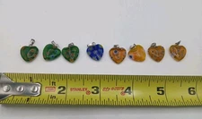 Lot Of 8 Heart Murano Style Millefiori Pendant Charms 1/2"