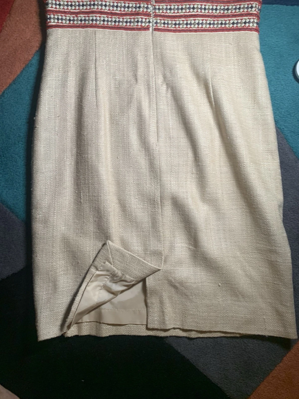 Abito donna foderato Tory Burch beige lino seta M ?