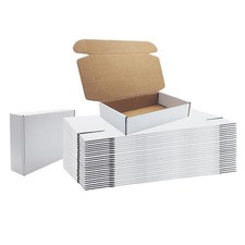 10x6x2 inches Shipping Boxes Set of 25, White Corrugated Cardboard Mailers