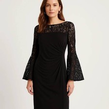 Lauren Ralph Lauren Bell Sleeve Lace Top Dress 6 Whimsioth Dark Fairy Cocktail