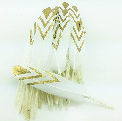 Colorful Gold Dipped Feather in Bulk for Craft Party Decoration Goose Feathers 2