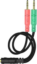 Headset Microphone Splitter Cable Audio Jack Adapter Convertors