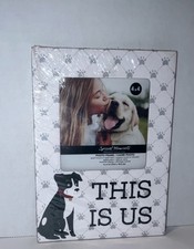 Special Moments Dog Paw Print 4x4 Photo Frame Glass Wood Modern Wall Mount