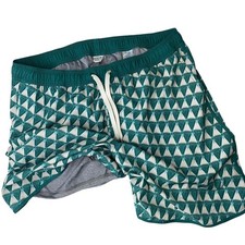 Fair Harbor Anchor Trunks Mens L-XL BreezeKnit Liner Teal Geometric Triangle