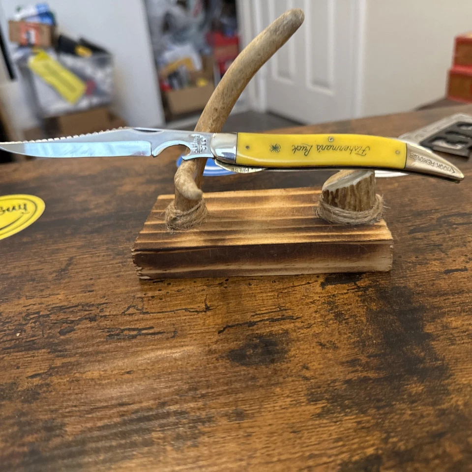 Cuchillo de pesca de bolsillo plegable vintage Camillus #5 Fishermans Luck con removedor de anzuelos Foto 3 de 4