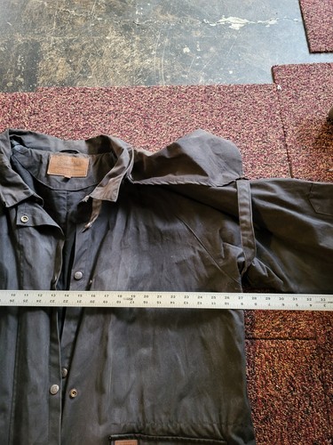 Outback  Low Rider Duster Coat Mens XL Army Brown Camo Oilskin Waterproof *dirty - Picture 6 of 8