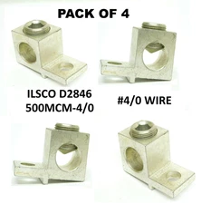 4 PACK! ILSCO D2846 #4/0 Gauge Set-Screw Terminal SIDE LUG Mechanical AL9CU VN