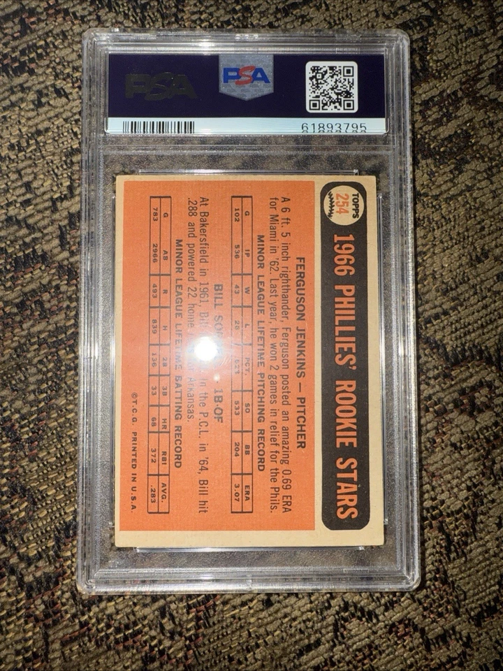 FERGIE JENKINS 1966 TOPPS AUTOGRAPH ROOKIE PSA GRADE HOF ‘91 - Image 2 of 2