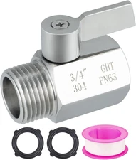 Garden Hose Shut off Valve, 3/4" GHT Water Shut off Valve Lead-Free 304 Stainles