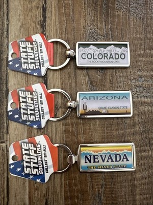 State Stuff Souvenirs Key Chain Set Arizona Colorado Nevada 3-Pack Lot Of 3 NEW