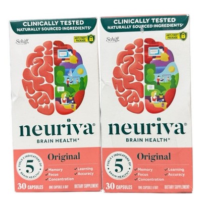 (2) Neuriva 5 Original Brain Performance Capsules - 30 Ct  Exp-07/2026+