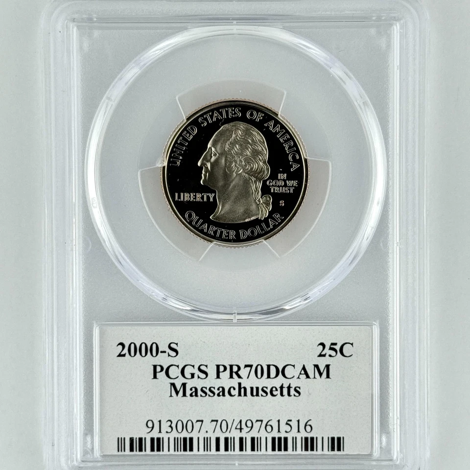 Massachusetts Quarter PR 70 DCAM PCGS Clad 2000 S Best Top Grade 25c State Flag - Image 4 of 4
