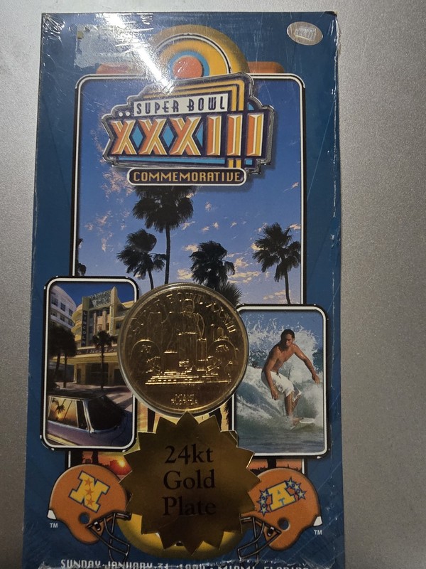 Superbowl XXXIII commemorative 24kt Gold Plated Coin Numbered 5031