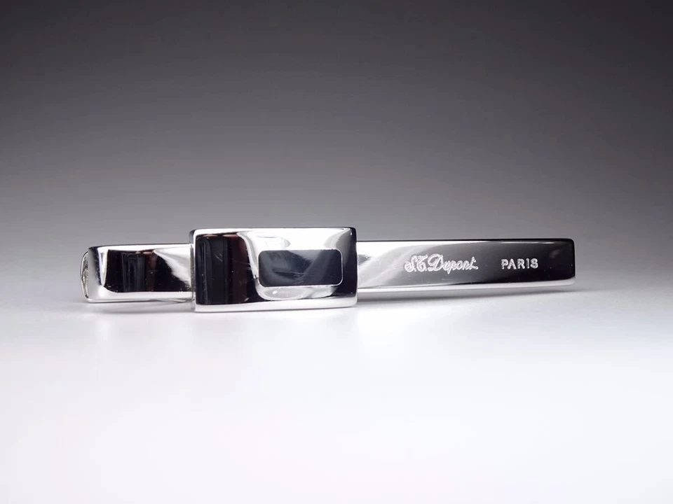 S.T. Dupont Onyx X Plata D Marca Corbata Clip Barra París Para hombres Moda Accesorio Foto 3 de 4