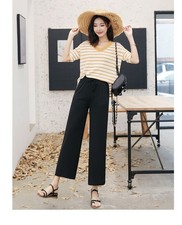 Women's High-Rise Lightweight Black Wide Leg Pants Size M New