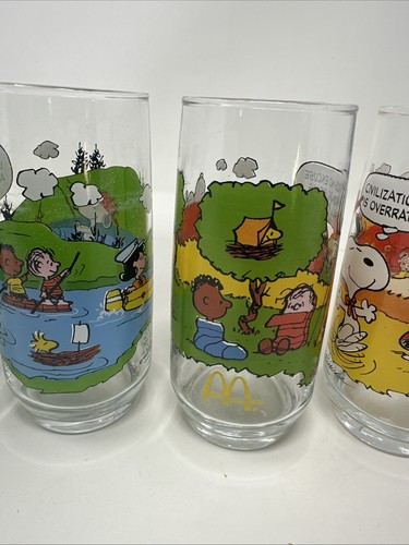 Bicchieri vintage McDonalds Camp Snoopy da collezione serie 1983 6" set di 4 (2 uguali) - Foto 6 di 14